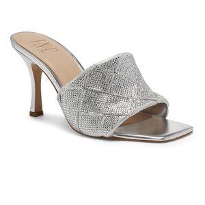 INC Liah Braided Slide Heels - Sliver Bling Sz. 9